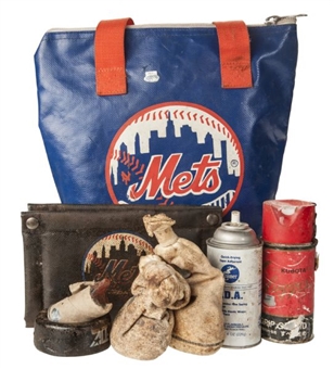 New York Mets Equipment Bag Filled With 7 Game Used Items From Shea Stadium Including Rosin Bags, and Pine Tar Sticks (Steiner/MLB Auth)